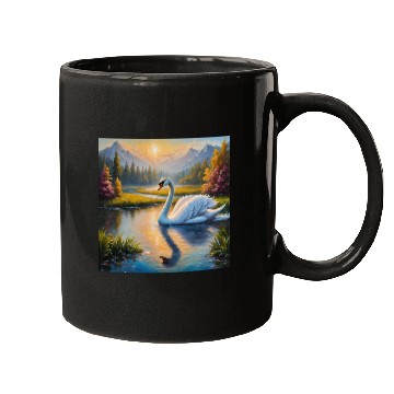 Discover white swan in river Mugs