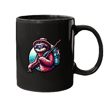 Discover Cool Sloth Hiking Adventure in Nature Mugs