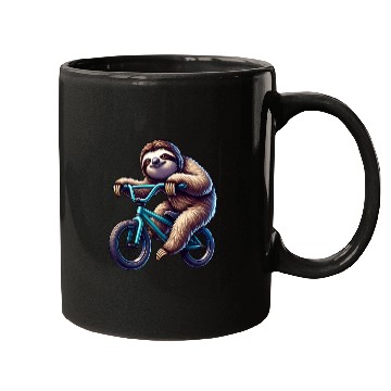 Discover Sloth on BMX Bike Cool and Funny Design Mugs