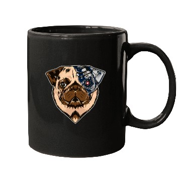 Discover Pug cyborg face dog Mugs