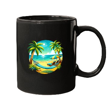 Discover Paradise Beach Sunset Art Mugs