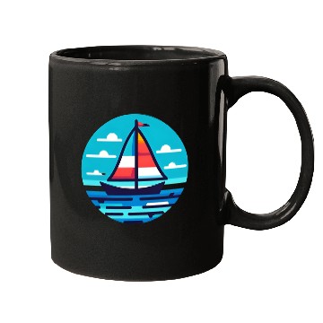 Discover Sailboat on the ocean Mugs