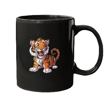 Discover Roaring Young Tiger Cub Playful Stance Mugs