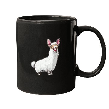 Discover Smiling Llama With Bunny Ears Mugs