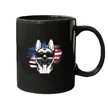 Discover US Flag Belgian Malinois Wearing Sunglasses Mugs