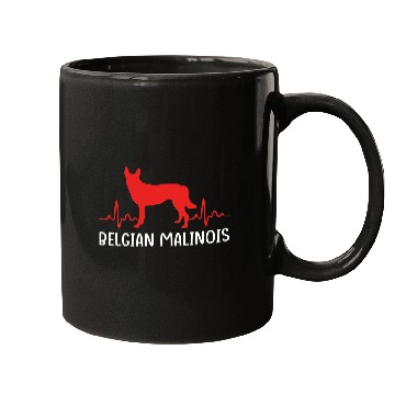 Discover Silhouette Dog Heartbeat Belgian Malinois Mugs