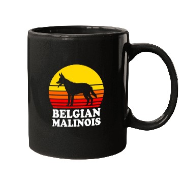 Discover Retro Sunset Dog Silhouette Belgian Malinois Dog Mugs