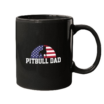 Discover Pitbull Dad Embracing USA Flag Merica Pride Art Mugs