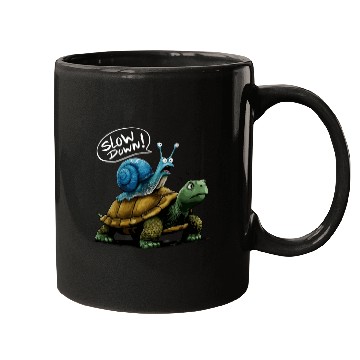 Discover Snail Riding a Turtle Funny Animal Friends Mugs