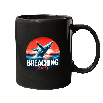Discover Retro Whale Breaching Ocean Mugs