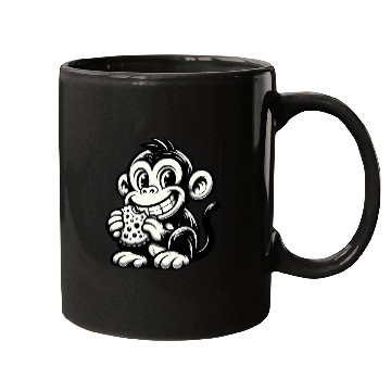 Discover Chimpanzee with Cookie Monochrome Design Mugs