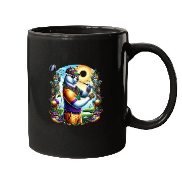 Discover Bear Golfer in Vibrant Mardi Gras Style Mugs