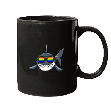 Discover SMILING LGBTQ SHARK WITH RAINBOW GLASSES Mugs