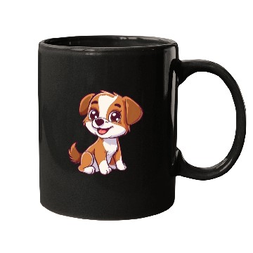 Discover Adorable Brown and White Puppy Smiling Mugs