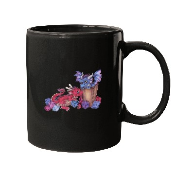 Discover Cute dragon chibi with dice D20 pen and paper Mugs