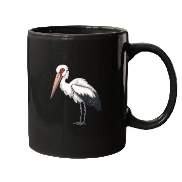 Discover Stylized Stork with Striking Red Eyes Mugs