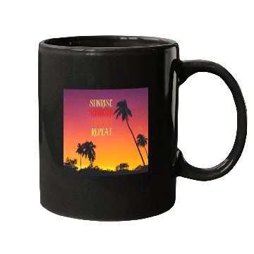 Discover Sunrise Sunburn Sunset Repeat Beach Scene Mugs