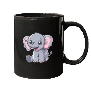Discover Adorable Baby Elephant Joyful Smile Mugs