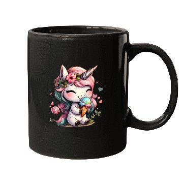 Discover Chibi Unicorn Eating Ice Cream Mugs