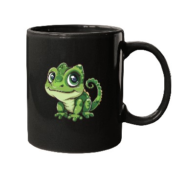 Discover Adorable Wide-Eyed Green Chameleon Mugs