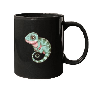 Discover Charming Chameleon Curled Tail Imagery Mugs
