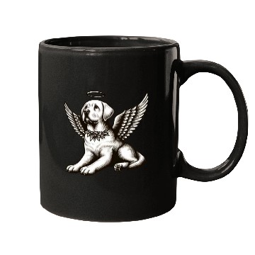 Discover Labrador angel wings black white halo Mugs