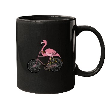 Discover Flamingo Riding A Bicycle Mugs