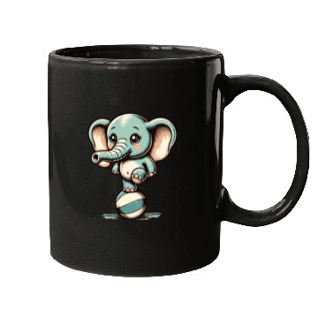 Discover cute cartoon elephant on exercise ball Mugs