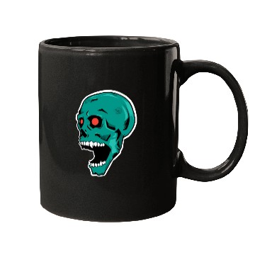 Discover green skull with bright red eyes Mugs