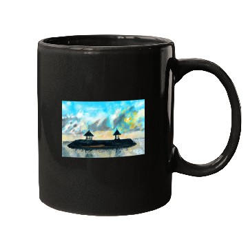 Discover Peaceful sunset on beach scene with acrylic Mugs