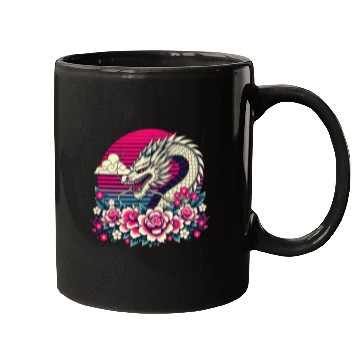 Discover Tokyo Asian Dragon Vintage Style 80s Retro Japanes Mugs