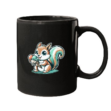 Discover Cute cartoon squirrel with ice cream Mugs