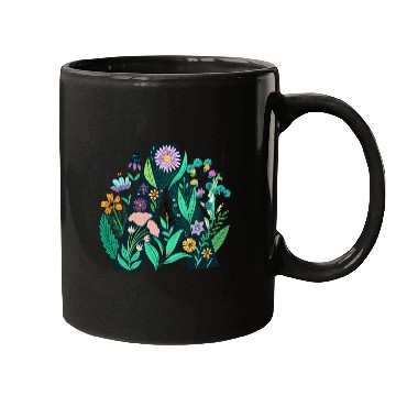 Discover Green 'A' with Pastel Flowers Mugs