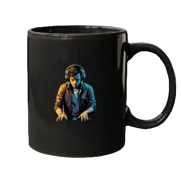Discover Neon DJ Youth Illustration Mugs