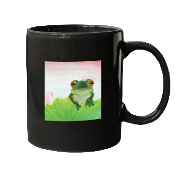 Discover Green Frog Relaxing in the Pond Mugs