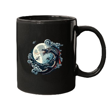 Discover Mystical Dragon and Moon - Celestial Fantasy Mugs