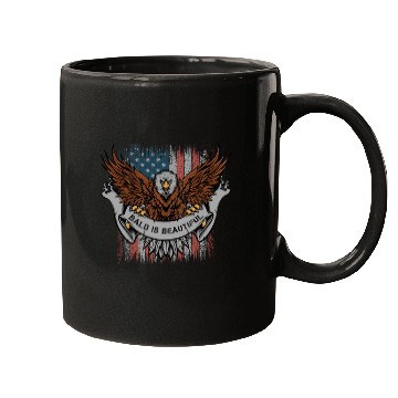 Discover Bald Is Beautiful US Flag 4th Of July Funny Eagle Mugs