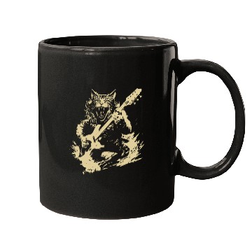 Discover Meow Cat Playing Guitar Instruments Awesome Mugs