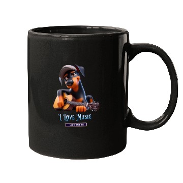 Discover dog playing guitar Mugs
