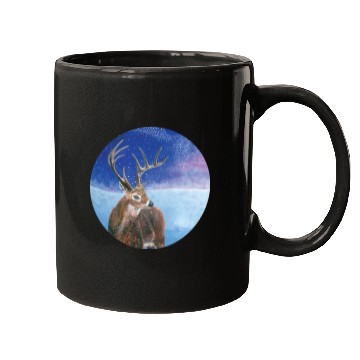 Discover The Red Deer in Winter Illustration Mugs