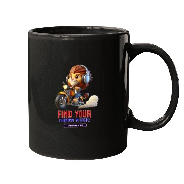 Discover lion driving a motorcycle Mugs