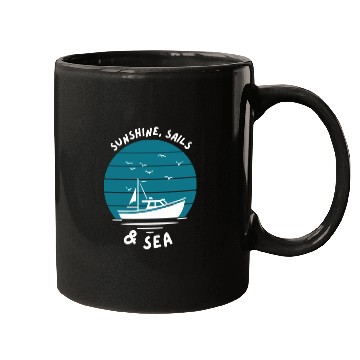 Discover Sunshine, Sails & Sea Boat Mugs