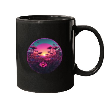 Discover Synthwave Wild Flower Design Mugs