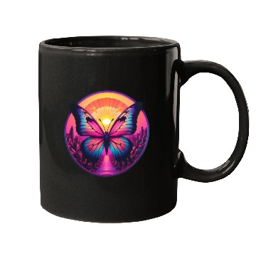 Discover Synthwave ButterFly at Sunset Mugs