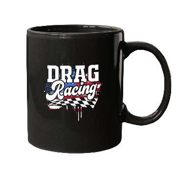 Discover Racetrack Car Racing Lover US Flag Drag Racing Mugs