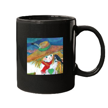 Discover Cute Scarecrow And Barn Swallow Illustration Mugs