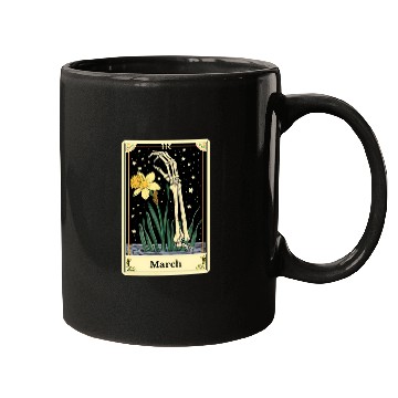Discover March Gothic Tarot Card - Daffodil Flower & Skelet Mugs