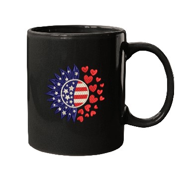 Discover American Sunflower Hearts Embrodery Effect Mugs