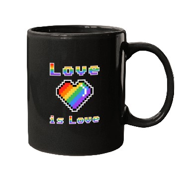 Discover Pixel heart Love is Love rainbow colored Mugs
