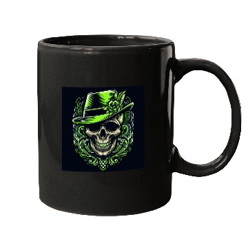 Discover green skeleton in neonic style Mugs